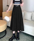 プリーツスカート ベルト付き 韓国風 レディース Aラインスカート 無地 ハイウエスト 体型カバー ボトムス お洒落 ロングスカート 着やせ 秋冬 85YN-900605