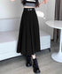 プリーツスカート ベルト付き 韓国風 レディース Aラインスカート 無地 ハイウエスト 体型カバー ボトムス お洒落 ロングスカート 着やせ 秋冬 85YN-900605
