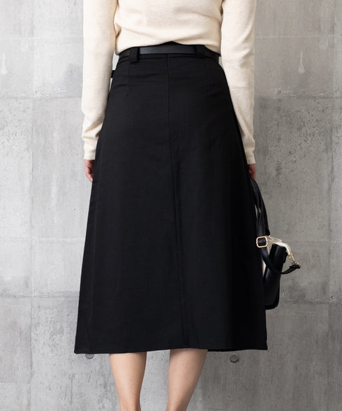 プリーツスカート ベルト付き 韓国風 レディース Aラインスカート 無地 ハイウエスト 体型カバー ボトムス お洒落 ロングスカート 着やせ 秋冬 85YN-900605