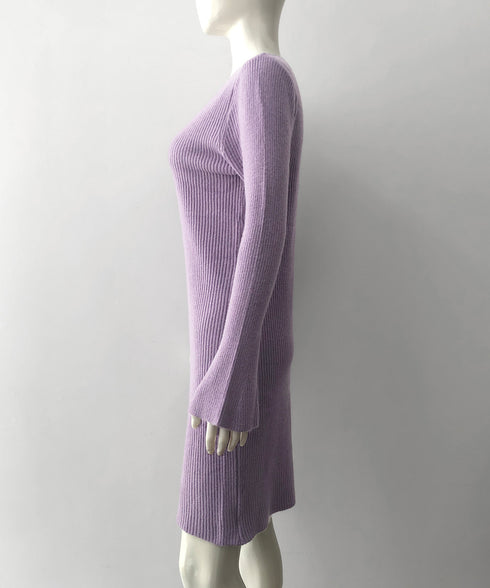 キーネック タイトリブニットワンピース レディース ニットドレス おしゃれ 長袖 秋冬ボディコンワンピ 無地 韓国風 セクシーワンピ細身 85YN-900608