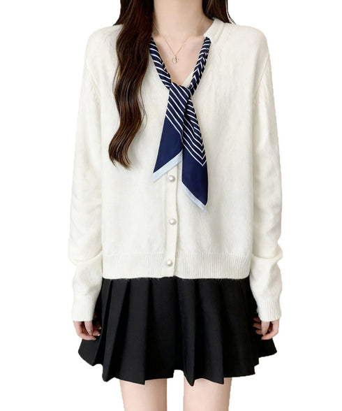 ボウタイニットトップス きれいめ 秋冬服 ニットウェア 前開き ボタン ニットセーター 羽織り ゆったり 無地 大人 ニットカーディガン おしゃれ 着回し 85YN-900609