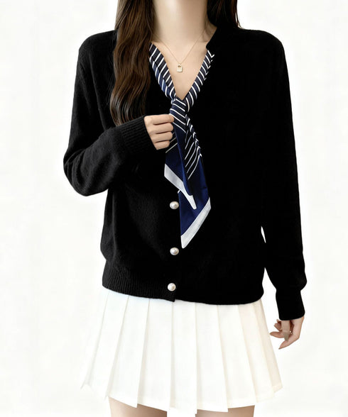 ボウタイニットトップス きれいめ 秋冬服 ニットウェア 前開き ボタン ニットセーター 羽織り ゆったり 無地 大人 ニットカーディガン おしゃれ 着回し 85YN-900609