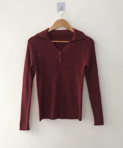 ポロニットトップス リブニット 韓国風 Vネックニットレディース長袖 きれいめニットプルオーバー オフィスカジュアル ニットセーターおしゃれ 着やせタイトニット 85YN-900610