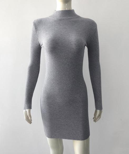 ニットワンピース 長袖 タイトワンピース レディース ハイネック ニットドレス おしゃれ 秋冬ボディコンワンピ リブニットワンピース 無地 セクシーワンピ 85YN-900611
