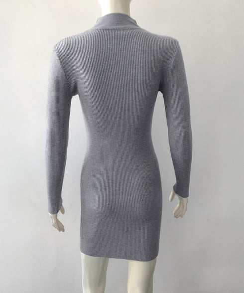 ニットワンピース 長袖 タイトワンピース レディース ハイネック ニットドレス おしゃれ 秋冬ボディコンワンピ リブニットワンピース 無地 セクシーワンピ 85YN-900611