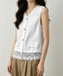 Vネックレースベスト レディース 重ね着 ノースリーブトップス ベスト 着回し レーストップス レイヤード風 大人可愛い フェミニン 飾りポケット 体型カバー 85YN-900632