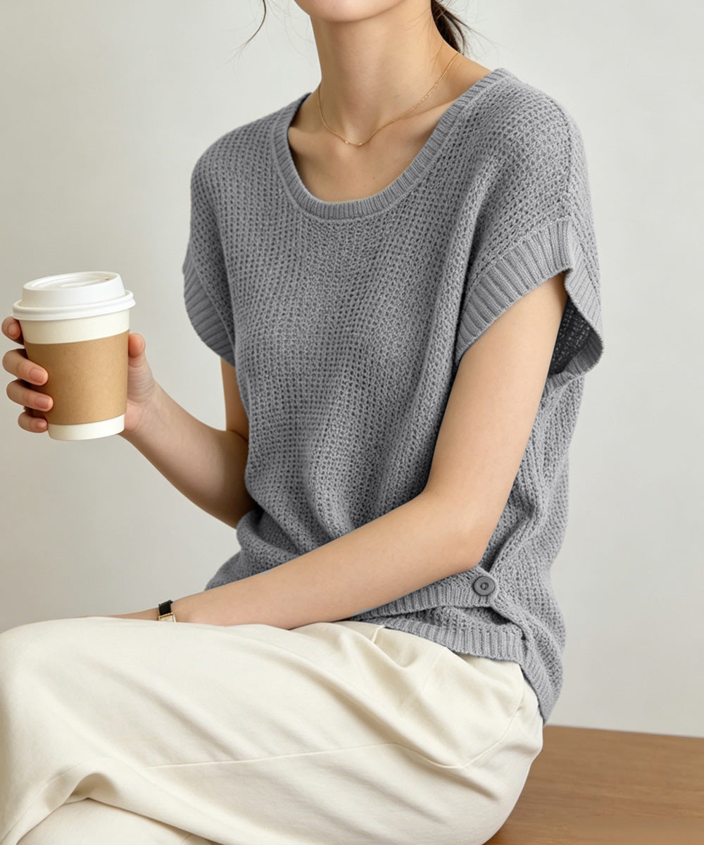 フレンチスリーブサマーニットトップス夏服 詳細画像10