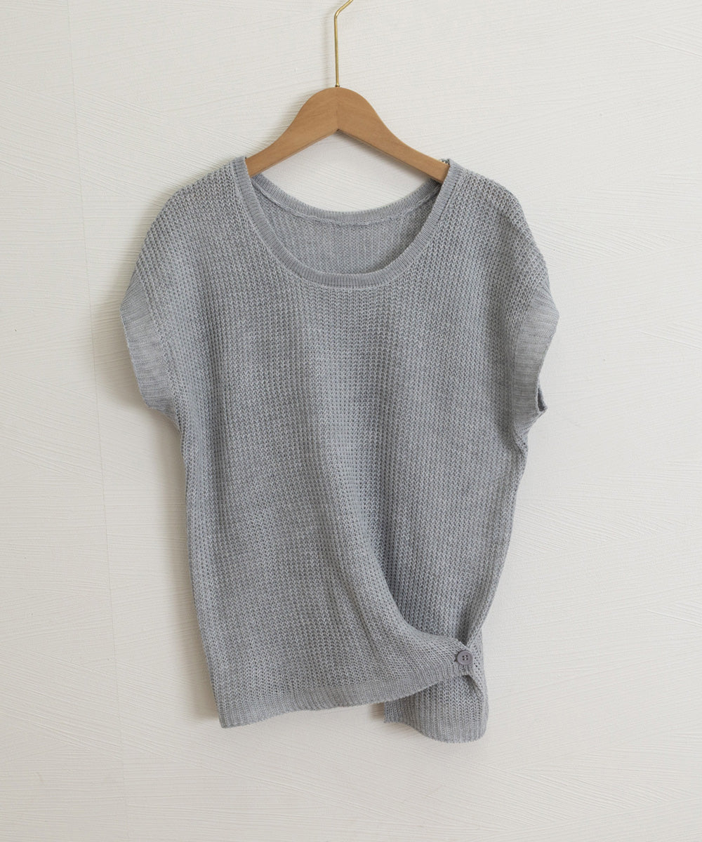 フレンチスリーブサマーニットトップス夏服 詳細画像15