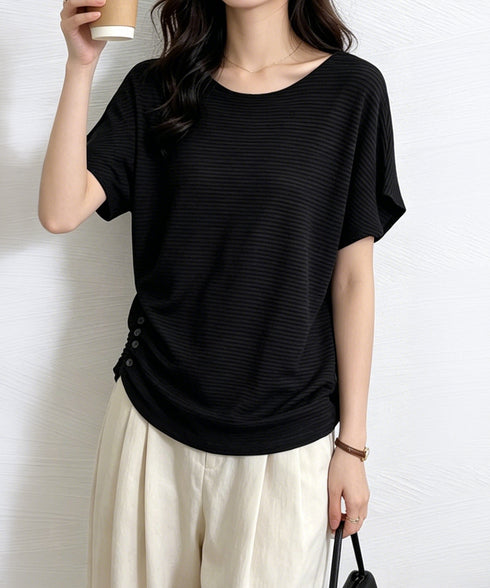 サマーニットトップス ドルマンスリーブ夏 レディース クルーネック ニットトップス 着やせニットTシャツ 大人カジュアル サマーセーター 韓国風ニットプルオーバー 85YN-900634