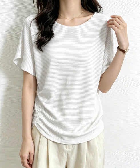サマーニットトップス ドルマンスリーブ夏 レディース クルーネック ニットトップス 着やせニットTシャツ 大人カジュアル サマーセーター 韓国風ニットプルオーバー 85YN-900634