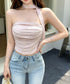 ラインストーンベアトップ きれいめ 夏服 チューブトップ レディース スカーフ付き ギャザー 2点セット ショート丈 肌見せ 韓国風 フェミニン カジュアル 85YN-900635