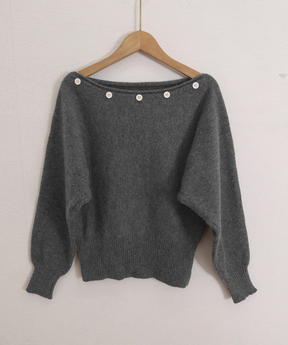 オフショルダー ニットトップス韓国風秋服