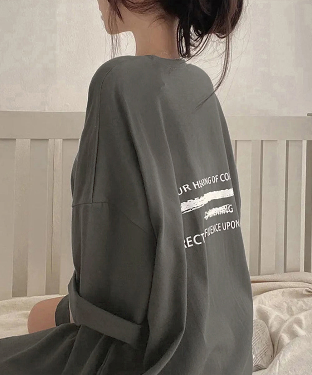 ビッグシルエットロゴtシャツ レディース ダークグレー