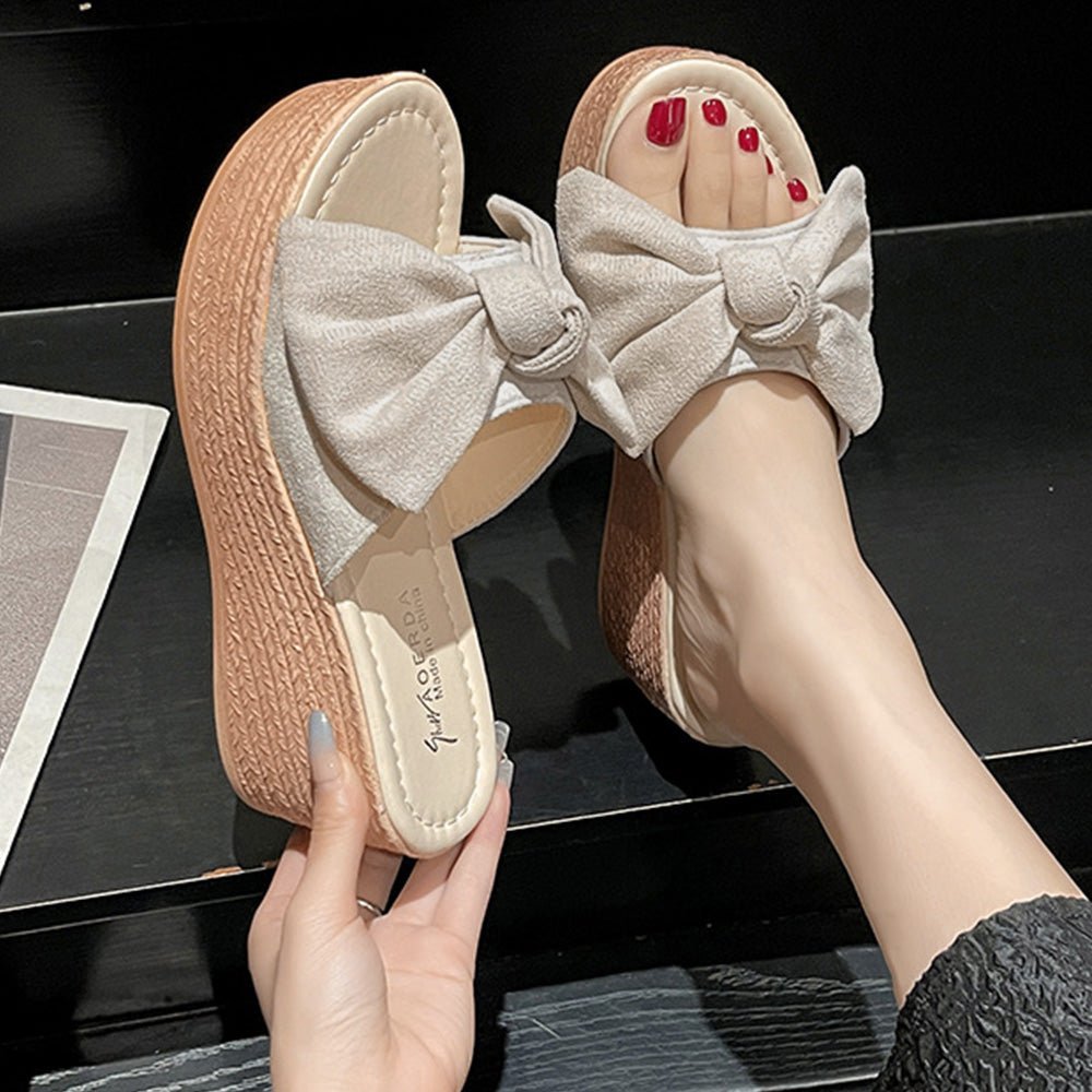 厚底サンダル レディース ウエッジソール ライトベージュ