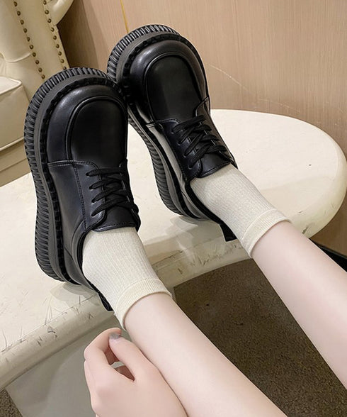 厚底ローファー レディース 韓国シューズ 歩きやすい レースアップ靴 編み上げローファー 大人可愛い Uチップシューズ 疲れない おしゃれドレスシューズ 通勤通学 86JIANL-044