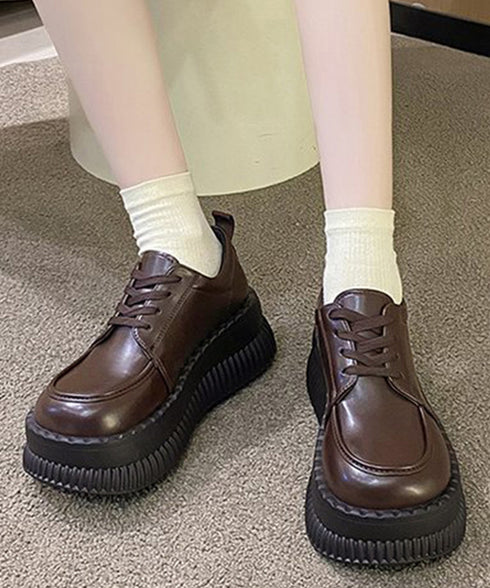 厚底ローファー レディース 韓国シューズ 歩きやすい レースアップ靴 編み上げローファー 大人可愛い Uチップシューズ 疲れない おしゃれドレスシューズ 通勤通学 86JIANL-044
