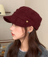 ワンポイントキャスケット スエード調帽子 レディースクラシックマリンハット ハート飾り ベレー風キャップ つば広ぼうしヴィンテージ風 小顔見え レトロ帽子あったか 86LJIYING-001