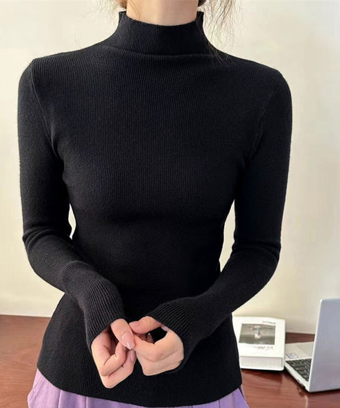 タートルネックリブニットとっくりセーター ハイネックニットレディース きれいめ 韓国風タイトニットソー着やせ 大人可愛いニット秋冬 シンプルニットインナーあったか 86LXAYT-001