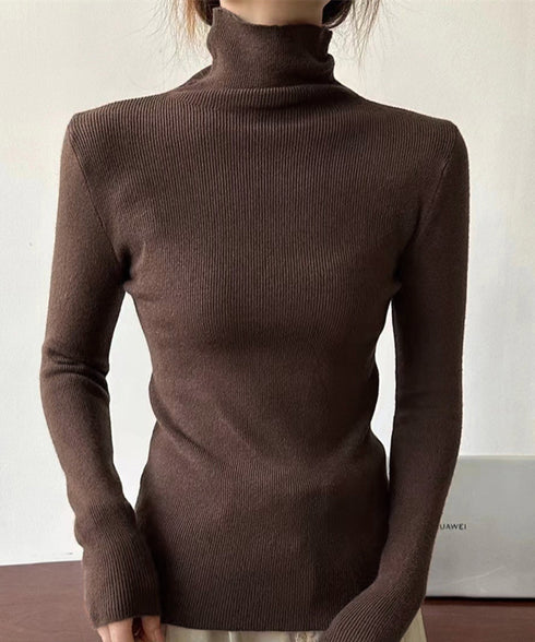 タートルネックリブニットとっくりセーター ハイネックニットレディース きれいめ 韓国風タイトニットソー着やせ 大人可愛いニット秋冬 シンプルニットインナーあったか 86LXAYT-001
