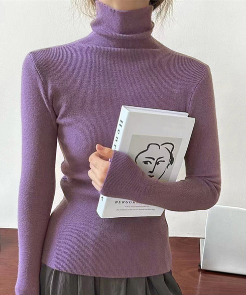 タートルネックリブニットとっくりセーター ハイネックニットレディース きれいめ 韓国風タイトニットソー着やせ 大人可愛いニット秋冬 シンプルニットインナーあったか 86LXAYT-001
