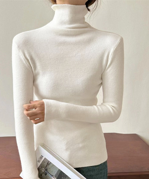 タートルネックリブニットとっくりセーター ハイネックニットレディース きれいめ 韓国風タイトニットソー着やせ 大人可愛いニット秋冬 シンプルニットインナーあったか 86LXAYT-001