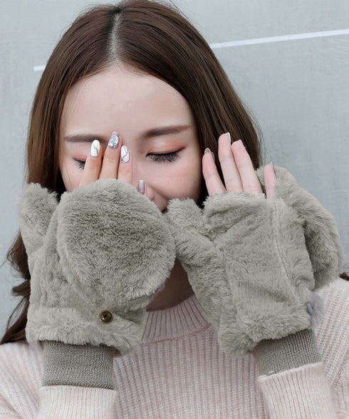 ボア手袋 裏起毛ミトングローブ あったか 紐付きファー手袋暖かい かわいいミトン手袋 スマホ対応 もこもこ 裏ボア 指出し手袋ふわふわ アウトドア冬 防寒グローブ 86LYUMU-002