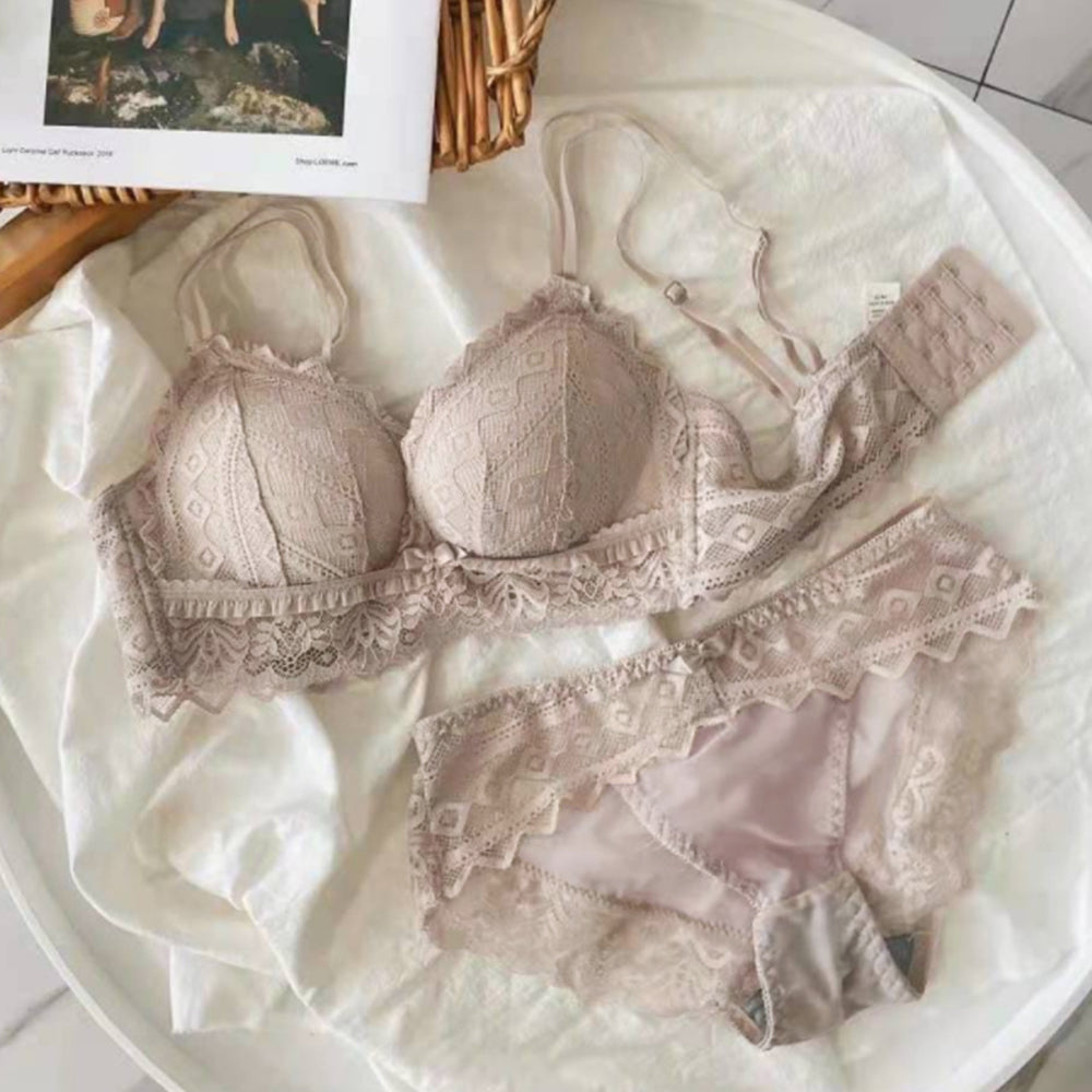ブラジャー ショーツセット ノンワイヤー くすみパープル