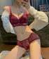 小胸ブラジャーショーツセットノンワイヤー ランジェリーセット 脇高花柄レースブラジャー下着セット セクシー 大人美胸 可愛いインナー バスト盛れるブラセット韓国風 86MEIZIQI-048