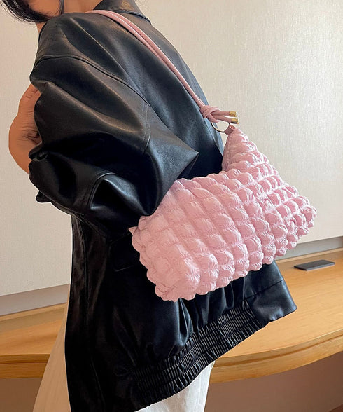 ショルダーバッグ ポップコーンぽこぽこ鞄 可愛い 軽量バッグ キルティング ミニトートバッグ 韓国 おしゃれ ワッフル風かばん 手提げ鞄 カジュアルバッグ 小さめ 86QUNRUI-001