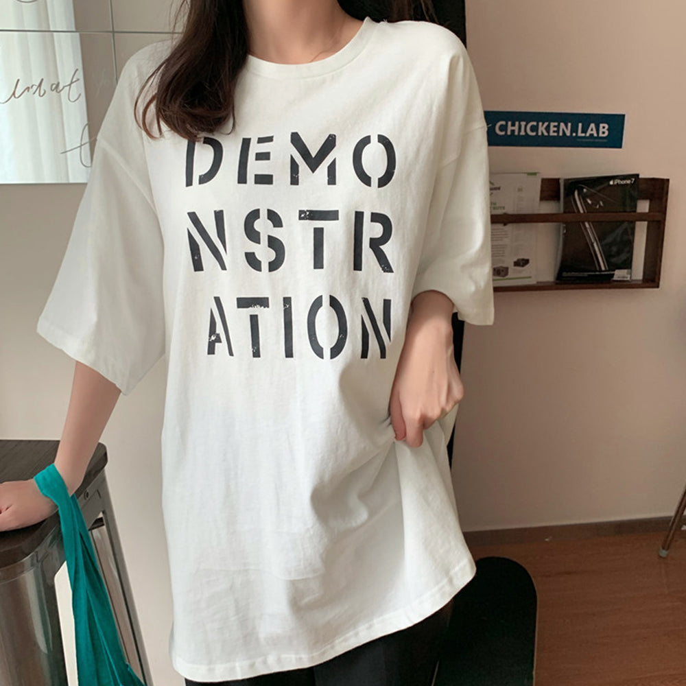 ロング ロゴtシャツ レディース 半袖 ホワイト