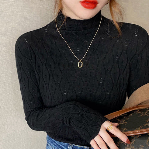 ニットトップス 秋冬プチハイネック 長袖 レディース おしゃれ ニットカットソー きれいめ ニットセーター プルオーバー オフィスカジュアル ニットウエア 韓国 86SSJL-015