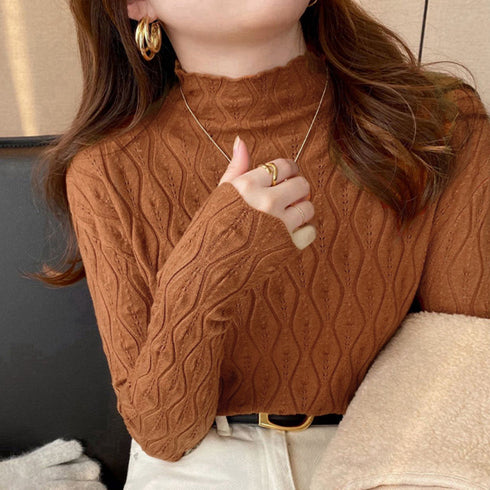 ニットトップス 秋冬プチハイネック 長袖 レディース おしゃれ ニットカットソー きれいめ ニットセーター プルオーバー オフィスカジュアル ニットウエア 韓国 86SSJL-015