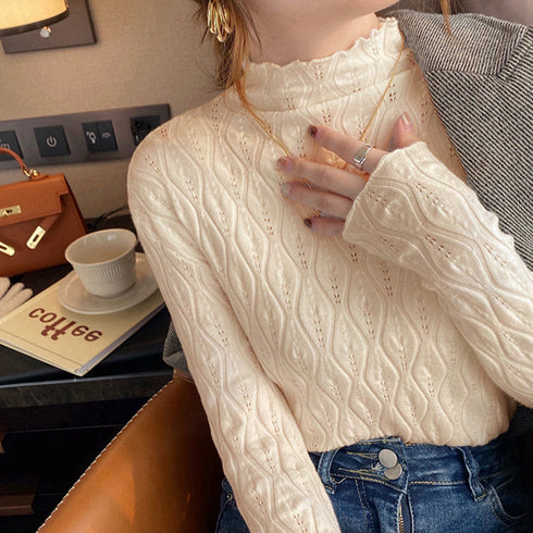 ニットトップス 秋冬プチハイネック 長袖 レディース おしゃれ ニットカットソー きれいめ ニットセーター プルオーバー オフィスカジュアル ニットウエア 韓国 86SSJL-015