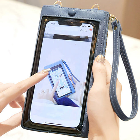 スマホショルダー 財布付き スマホポーチ スマホ 入れたまま操作 スマホバッグ 携帯電話 ショルダーポーチ 薄型長財布 カードケース おしゃれアイフォン収納 韓国 86TAOY-001