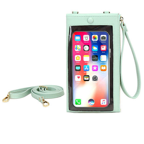 スマホショルダー 財布付き スマホポーチ スマホ 入れたまま操作 スマホバッグ 携帯電話 ショルダーポーチ 薄型長財布 カードケース おしゃれアイフォン収納 韓国 86TAOY-001