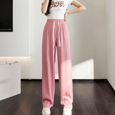 イージー ワイドパンツ レディース 脚長 おしゃれ 楽ちんパンツ ウエストゴム カジュアル ロングパンツ ハイウエスト 無地 スウエットパンツ 春夏カラーパンツ 86XANYT-040