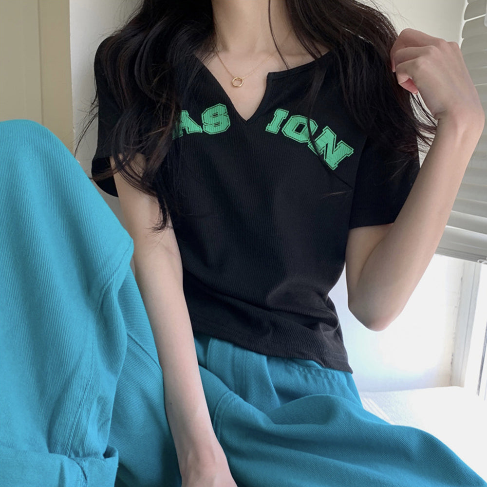 サマー ニットtシャツ レディース 韓国 ブラック