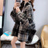 チェック柄シャツ 起毛シャツブラウス韓国 BIGシルエット ライトアウター レディース ゆったり カジュアル チュニックシャツ ドロップショルダーカーディガン 86XANYT-064