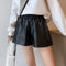 レザー ショートパンツ レディース レザー ショートパンツ レディース ウエストゴム フェイクレザー ワイドショーパン 春秋冬 ミニ キュロットパンツ 86ZMR-002