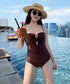 ワンピース水着 モノキニ オールインワン 胸元ツイスト レオタード水着 セクシーモノキニ 大人っぽい 盛れる水着 無地 露出控えめ水着 体型カバー ビーチウェア 86AIWANYI-001