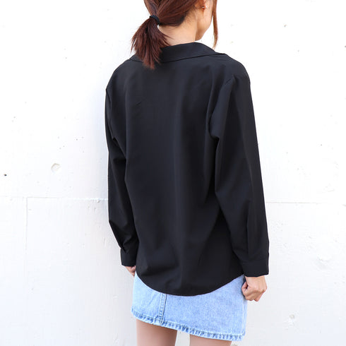 シャツブラウス レディース Vネック シャツブラウス レディース Vネック シャツ ダブルブレスト トップス 長袖 ワイシャツ 無地 スキッパーシャツ 着やせ 86AYDD-002
