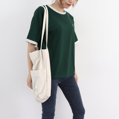 バイカラーTシャツ 韓国半袖 カジュアル おしゃれ ロゴ カットソー レディース クルーネック シンプル 夏服 トップス 可愛い プルオーバー スポーティー可愛い 86BAOMEI-001
