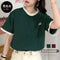 バイカラーTシャツ 韓国半袖 カジュアル おしゃれ ロゴ カットソー レディース クルーネック シンプル 夏服 トップス 可愛い プルオーバー スポーティー可愛い 86BAOMEI-001