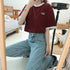 バイカラーTシャツ 韓国半袖 カジュアル おしゃれ ロゴ カットソー レディース クルーネック シンプル 夏服 トップス 可愛い プルオーバー スポーティー可愛い 86BAOMEI-001