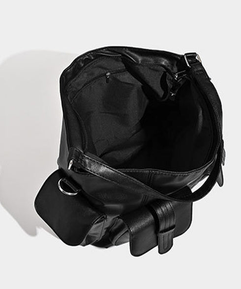 マルチポケットショルダーバッグ 斜めがけ 大容量メッセンジャーバッグ フェイクレザー ビッグクロスバッグ おしゃれ大きめハンドバッグ 肩掛けカバン グランジバッグ 86BILIN-001