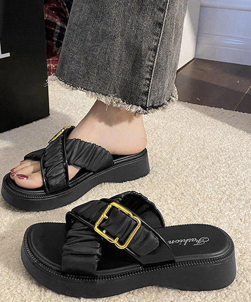 厚底サンダル クロスベルトサンダル韓国風 ギャザーベルトサマーサンダル レディース 履きやすいビーチサンダル 歩きやすい夏靴大人可愛い 軽量厚底スリッパ 美脚脚長 86BSY-001