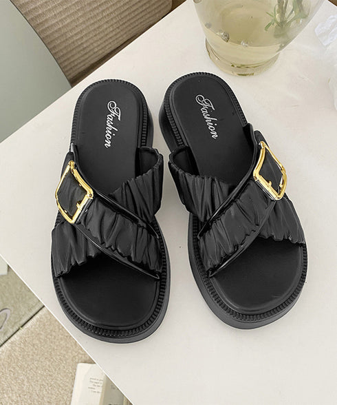 厚底サンダル クロスベルトサンダル韓国風 ギャザーベルトサマーサンダル レディース 履きやすいビーチサンダル 歩きやすい夏靴大人可愛い 軽量厚底スリッパ 美脚脚長 86BSY-001