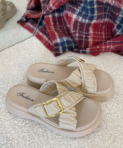 厚底サンダル クロスベルトサンダル韓国風 ギャザーベルトサマーサンダル レディース 履きやすいビーチサンダル 歩きやすい夏靴大人可愛い 軽量厚底スリッパ 美脚脚長 86BSY-001