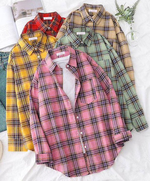 オーバーサイズ チェックシャツレディース ゆったりシャツカーディガン ボリューム袖 カジュアル チュニックシャツ ドロップショルダー長袖羽織り 春秋ライトアウター 86CHENXINI-008