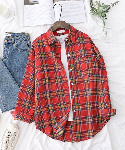 オーバーサイズ チェックシャツレディース ゆったりシャツカーディガン ボリューム袖 カジュアル チュニックシャツ ドロップショルダー長袖羽織り 春秋ライトアウター 86CHENXINI-008